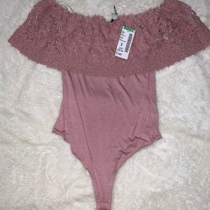 Pink off shoulder bodysuit